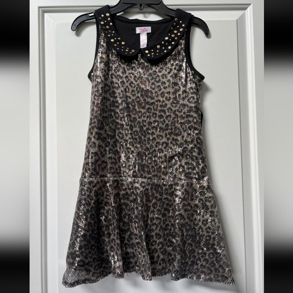 Justice Black and Gold Studded Collar Dress